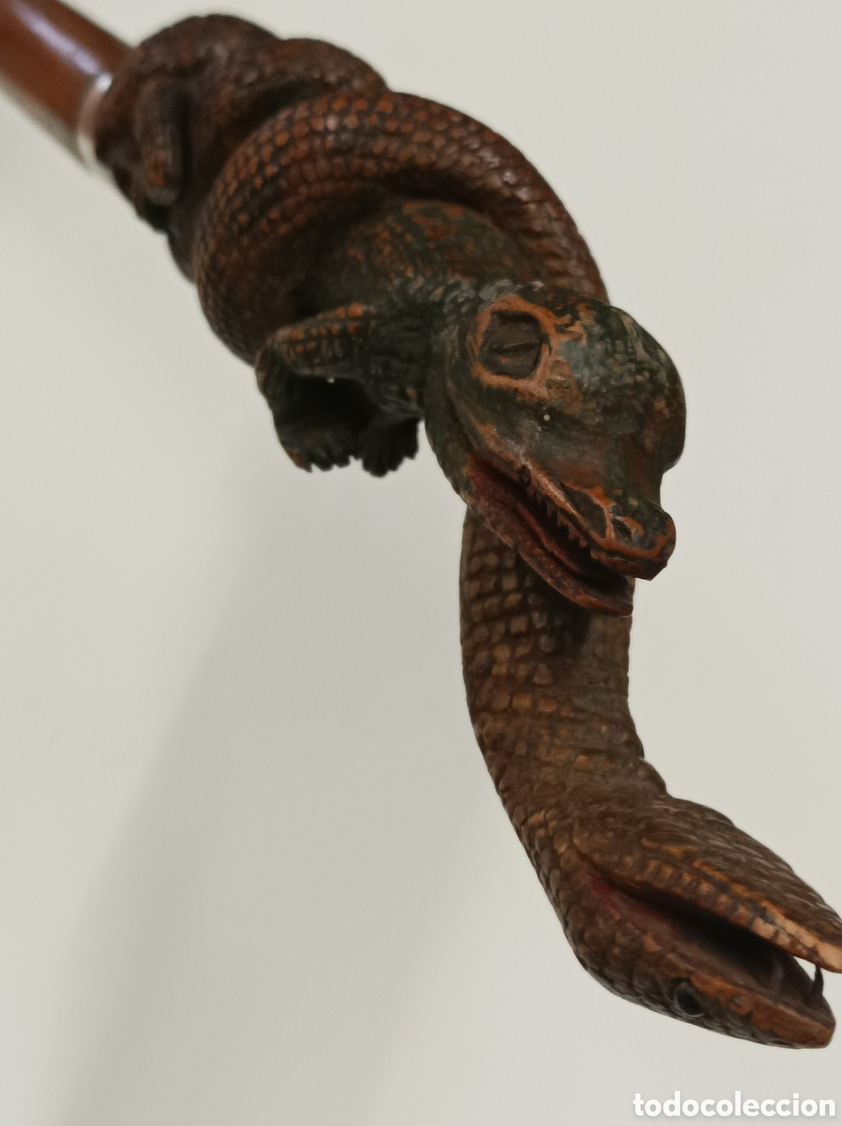 Antig&uuml;edades: Bast&oacute;n Serpiente y cocodrilo plata cuerno - Foto 6