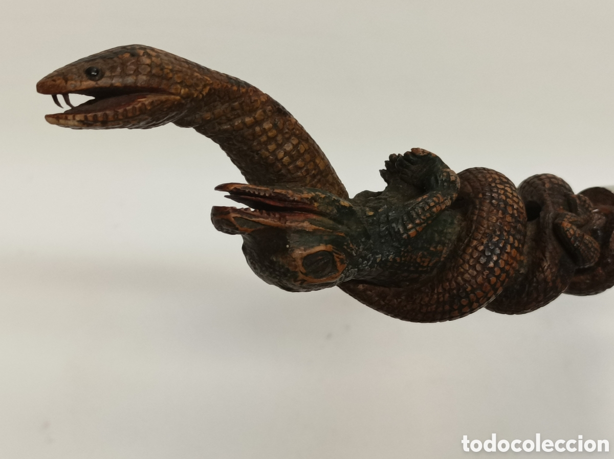 Antig&uuml;edades: Bast&oacute;n Serpiente y cocodrilo plata cuerno - Foto 7