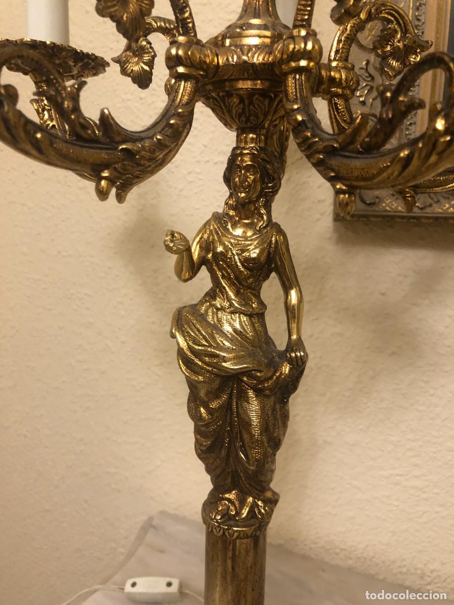 Antig&uuml;edades: Pareja de candelabros en bronce y m&aacute;rmol - Foto 5