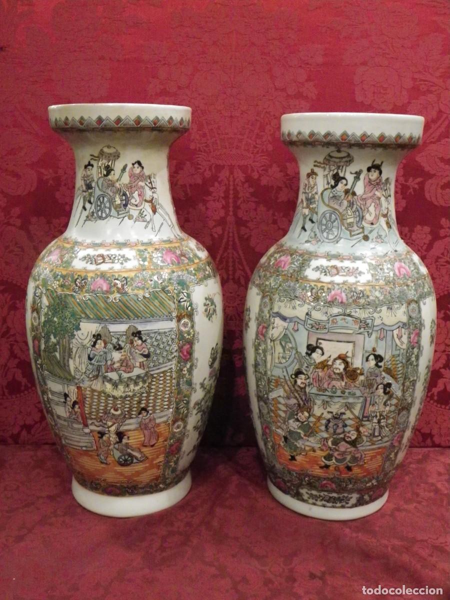 Antig&uuml;edades: Pareja de jarrones de Cant&oacute;n, China, S-XIX - Foto 1