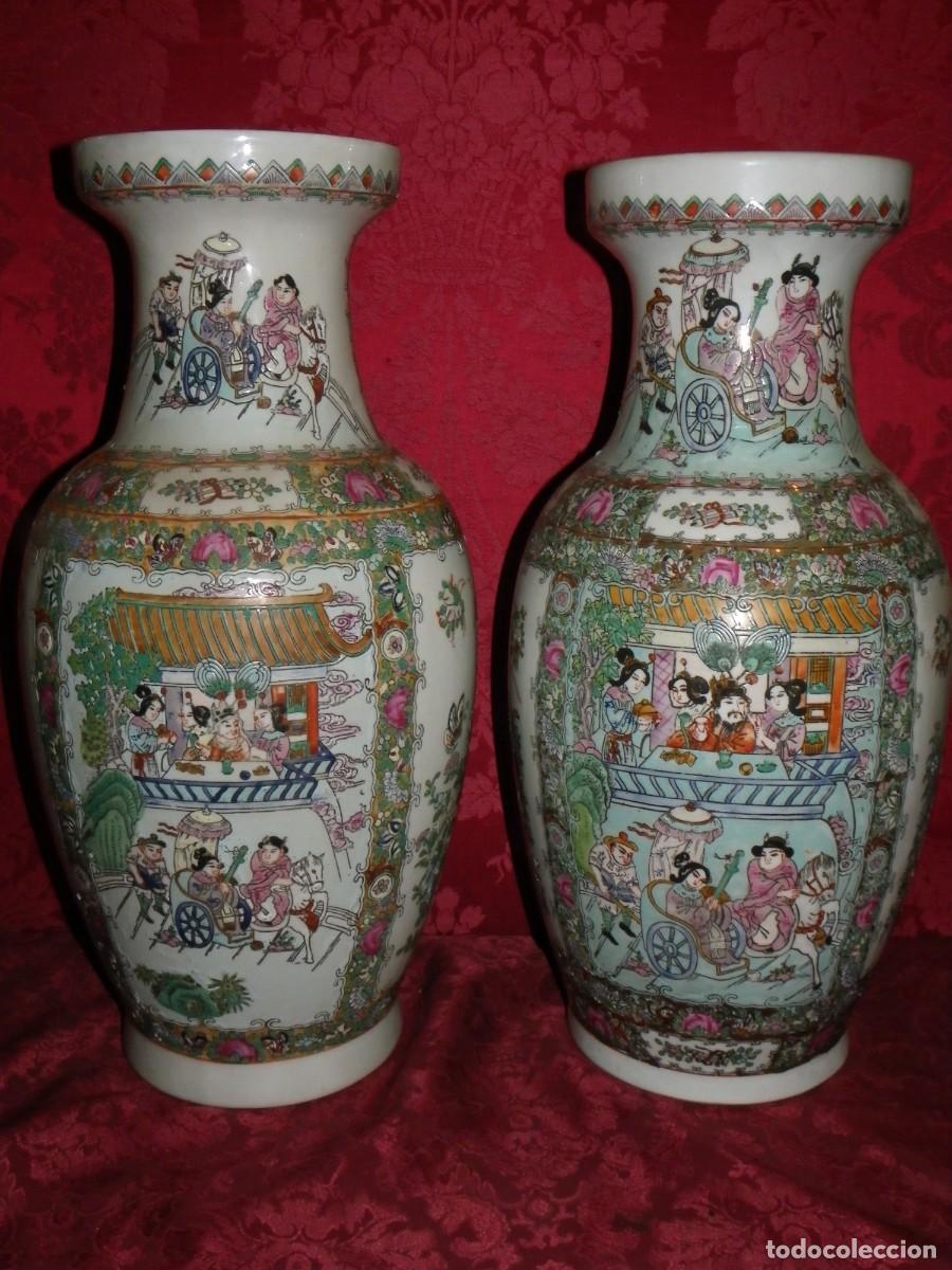 Antig&uuml;edades: Pareja de jarrones de Cant&oacute;n, China, S-XIX - Foto 3