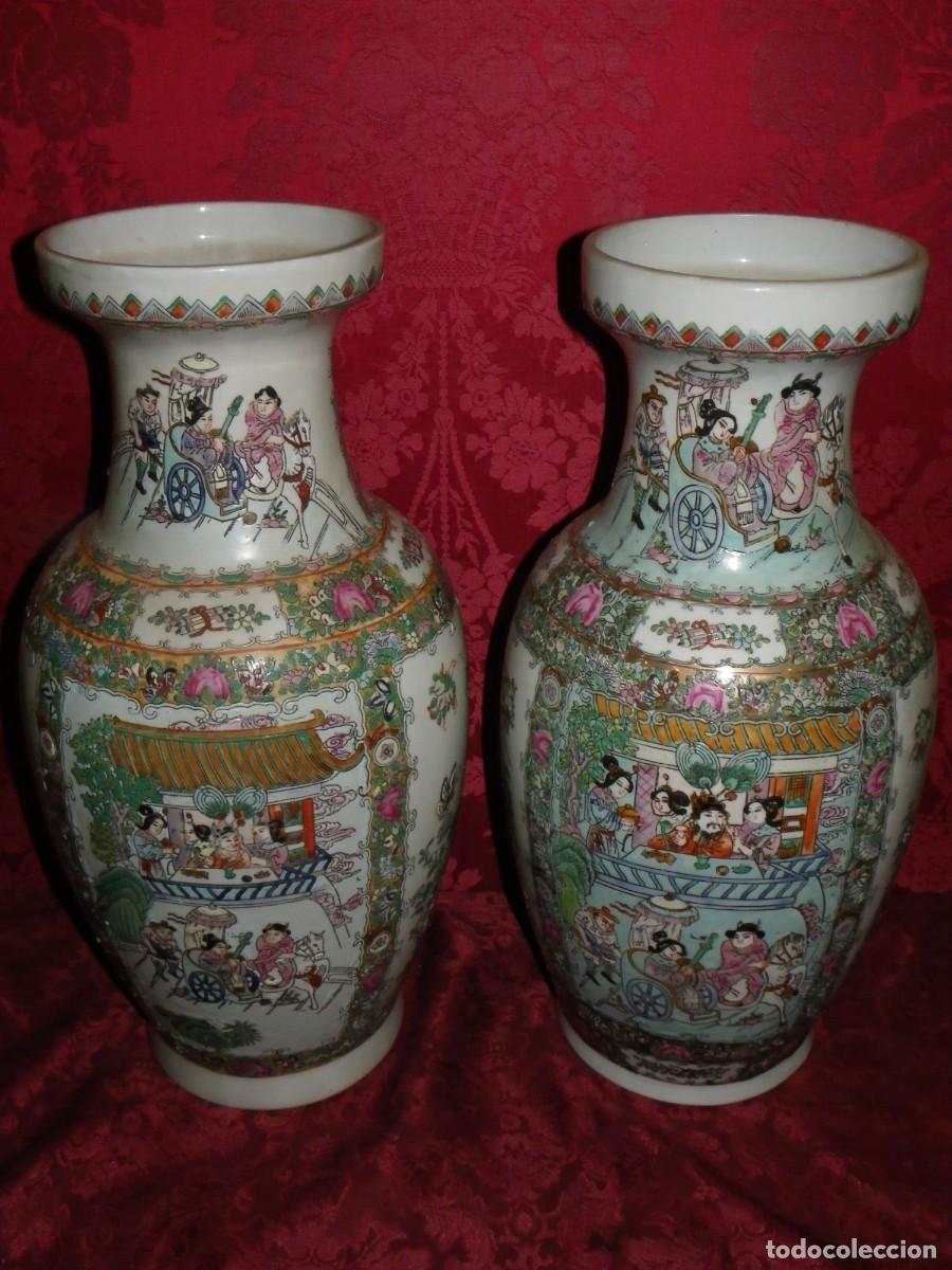 Antig&uuml;edades: Pareja de jarrones de Cant&oacute;n, China, S-XIX - Foto 4
