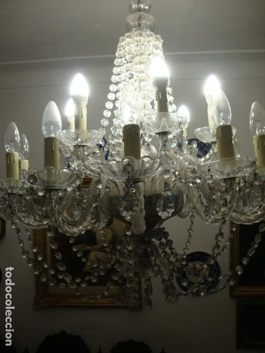 Antig&uuml;edades: lampara de cristal, gran tama&ntilde;o - Foto 8