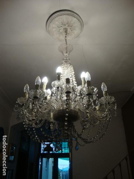 Antig&uuml;edades: lampara de cristal, gran tama&ntilde;o - Foto 10