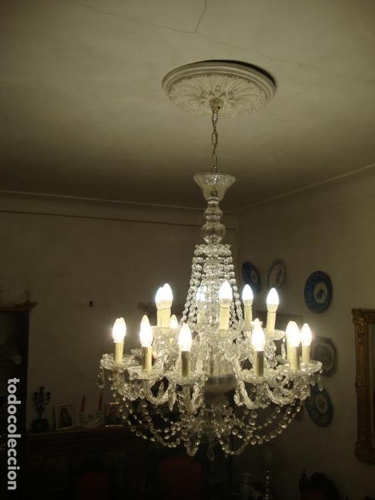 Antig&uuml;edades: lampara de cristal, gran tama&ntilde;o - Foto 1