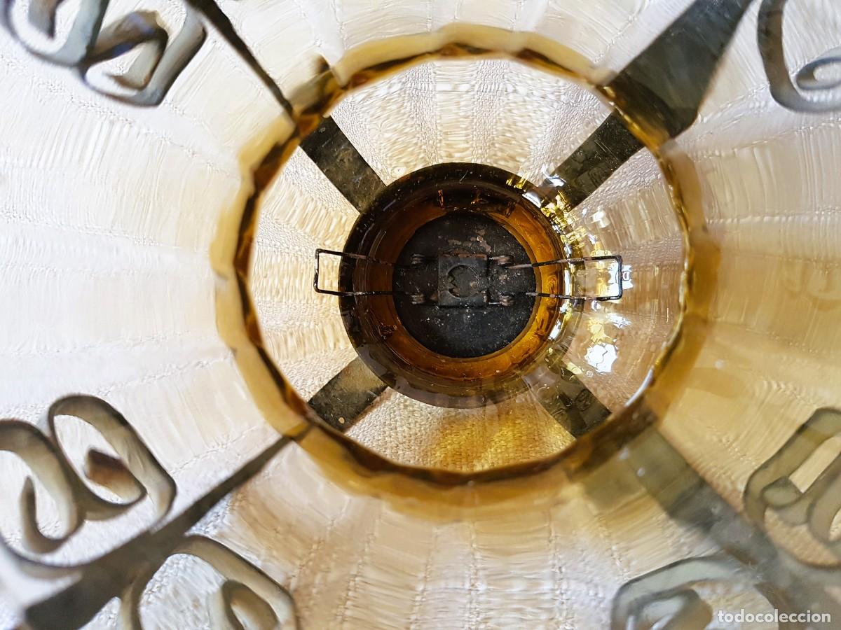 Antig&uuml;edades: Antiguo Farol de Forja con Cristal Ambar - Foto 19