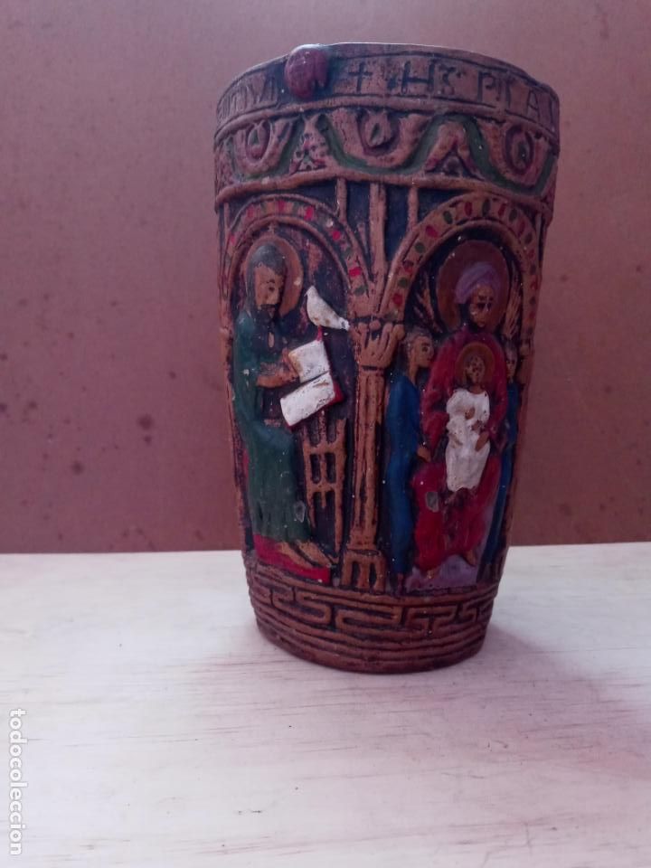 Antig&uuml;edades: Virgen con ni&ntilde;o Jesus y Los 4 apostoles del evangelio- barro terracota policromada