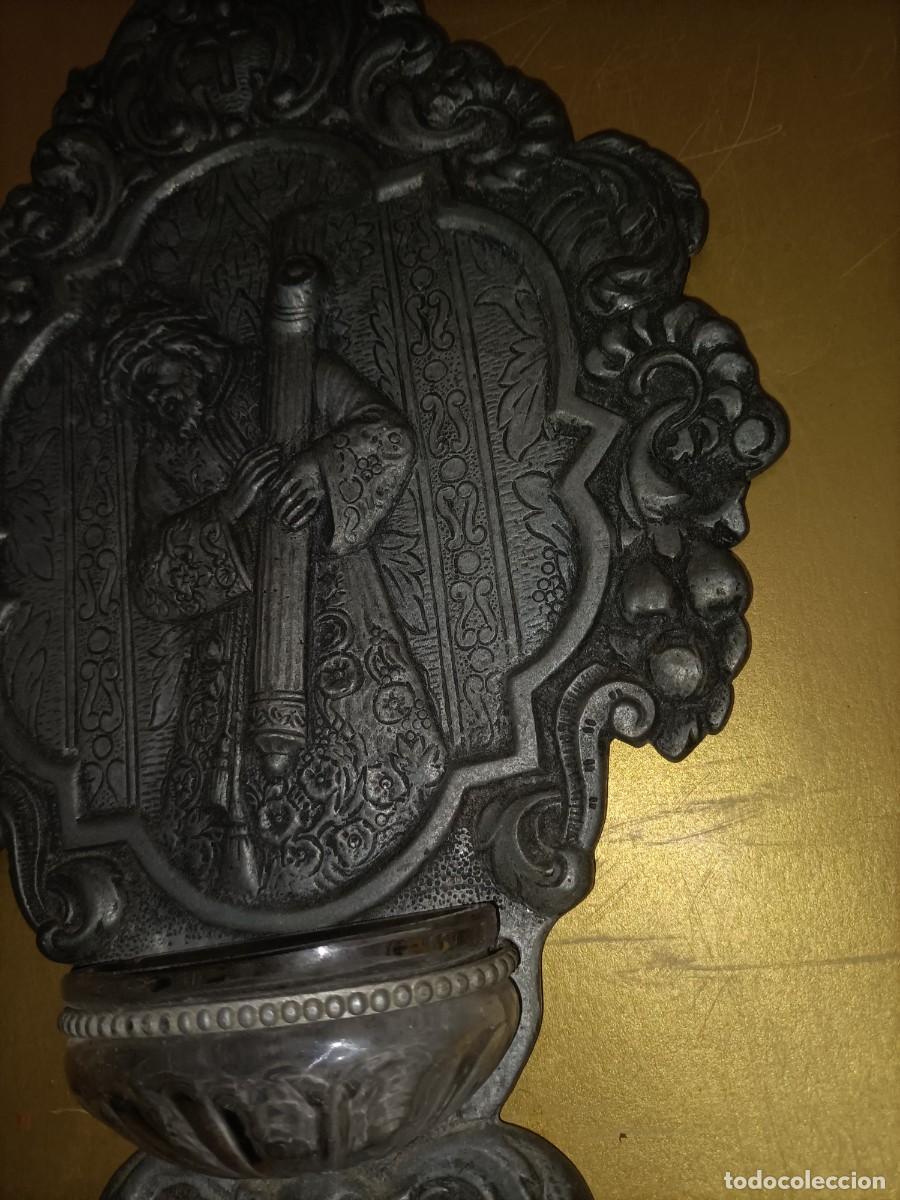 Antig&uuml;edades: PRECIOSA BENDITERA CRISTO DEL GRAN PODER -METAL PLATEADO CRISTAL - Foto 4