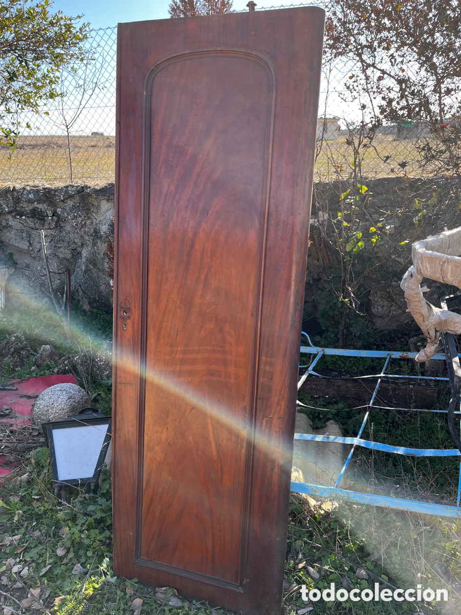 Antiques: Puerta de armario de madera de caoba.