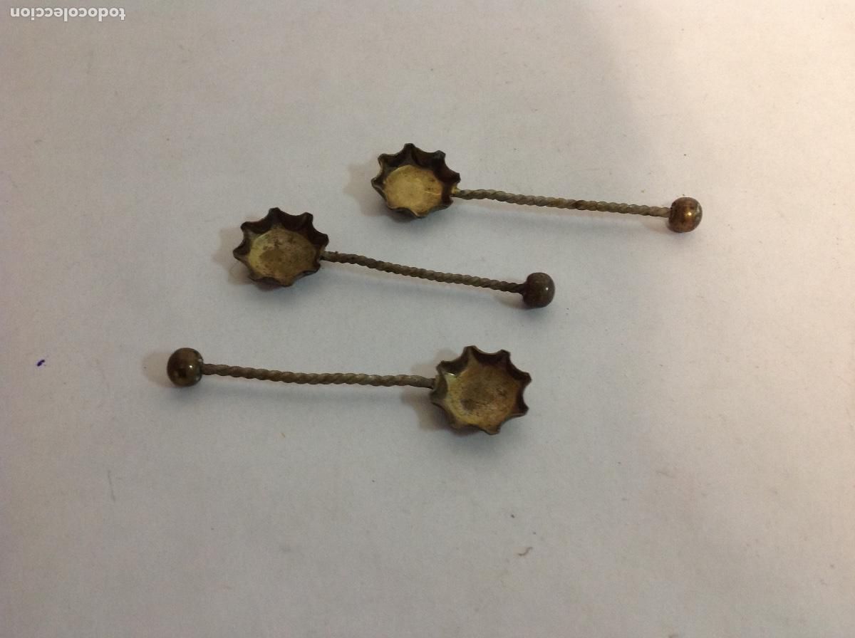 Oggetti Antichi: 3 cucharillas en forma de estrella de metal