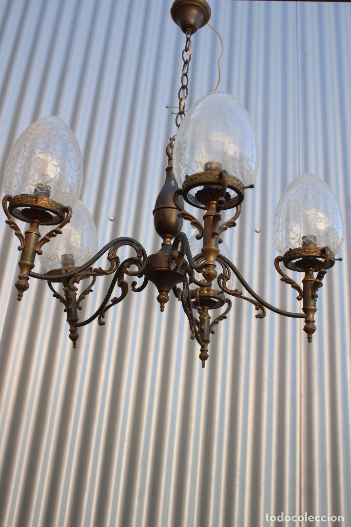 Antig&uuml;edades: lampara de techo de 5 luces - Foto 2