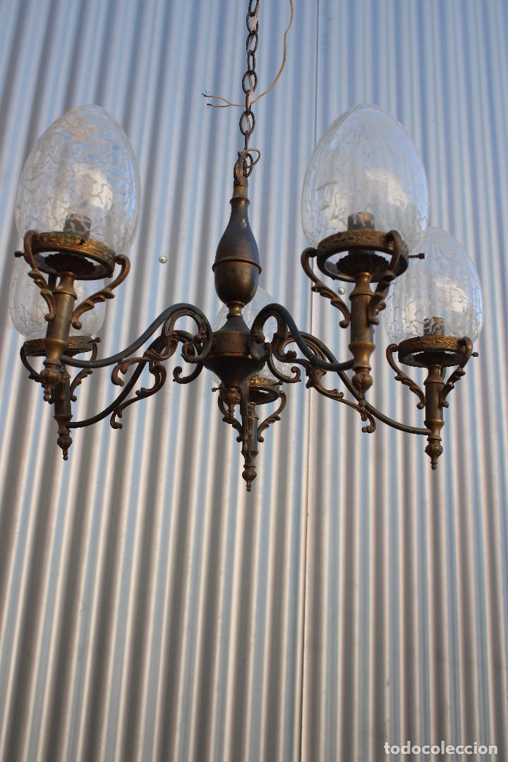 Antig&uuml;edades: lampara de techo de 5 luces - Foto 3