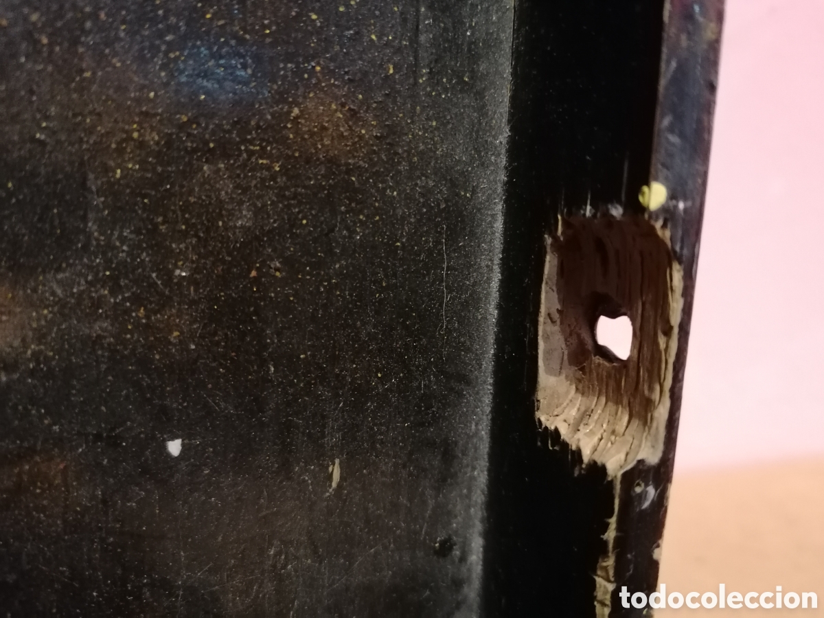 Antig&uuml;edades: Caja de madera pintada a mano y lacada. - Foto 6