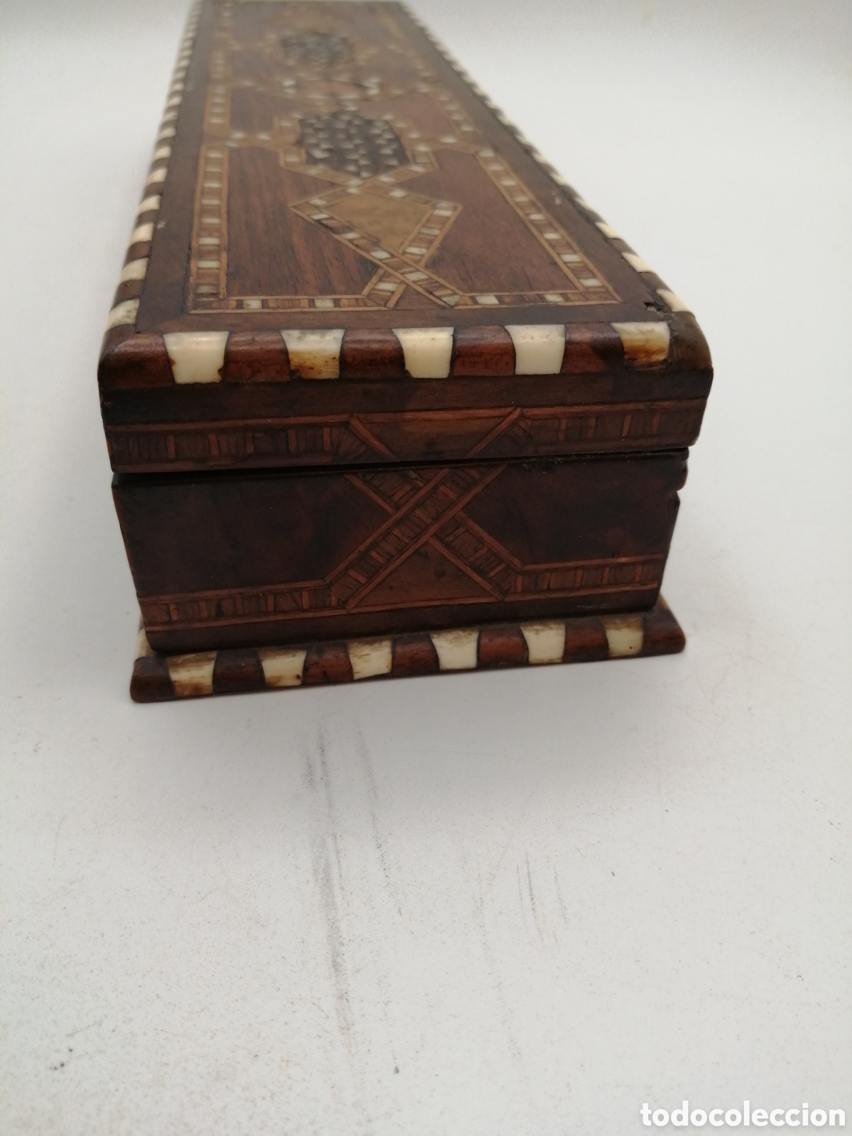 Antig&uuml;edades: Antigua caja rectangular. Taracea - Foto 8