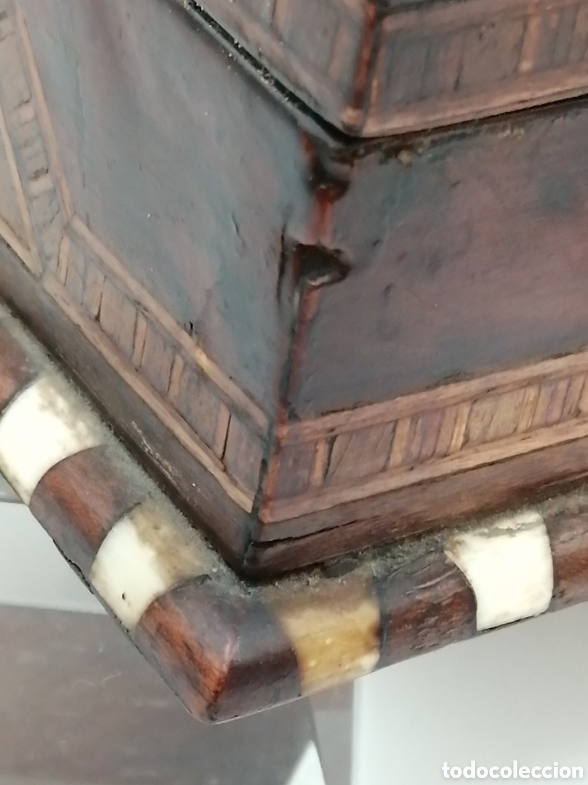 Antig&uuml;edades: Antigua caja rectangular. Taracea - Foto 13