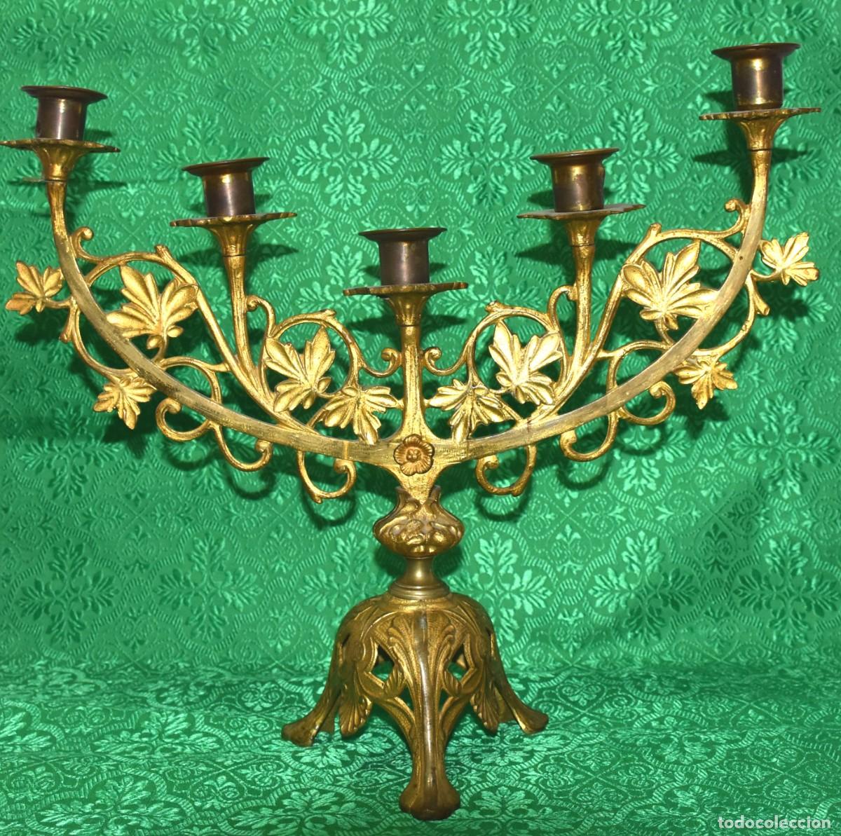 Antig&uuml;edades: Candelabro de estilo neog&oacute;tico, S. XIX - Foto 1