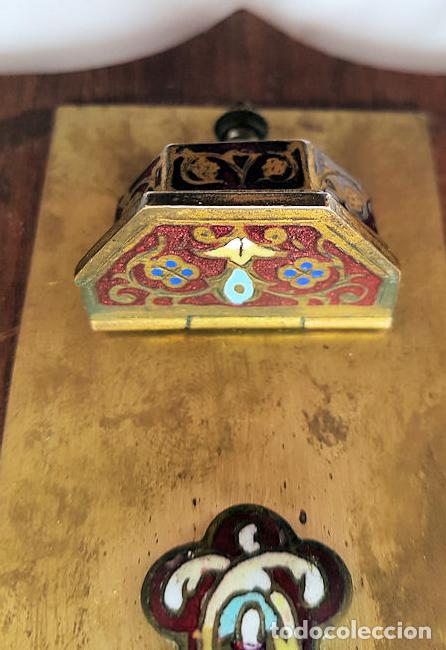 Antig&uuml;edades: BENDITERA BRONCE ESMALTADA COLORES - Foto 5