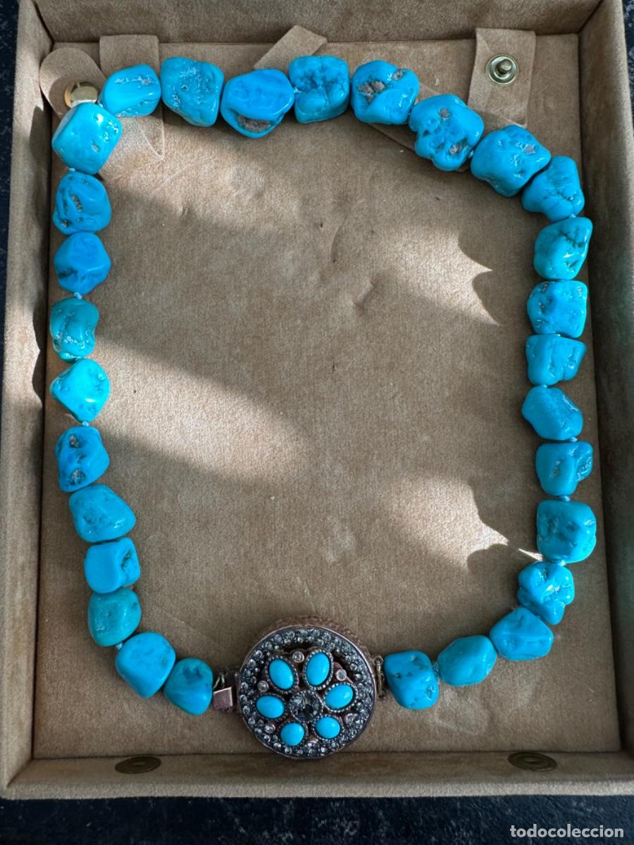 Antig&uuml;edades: Collar de turquesas y plata dorada - Foto 1