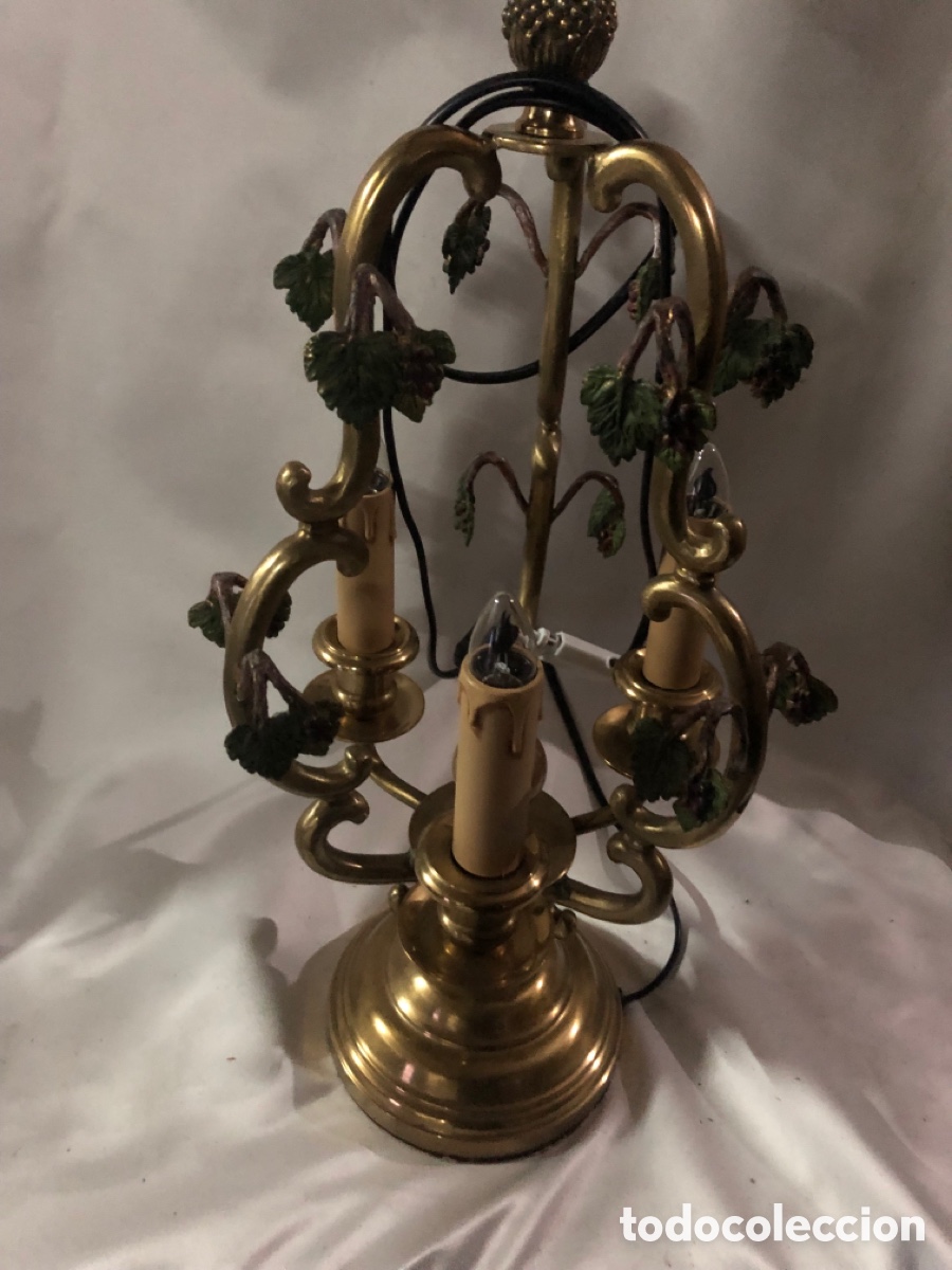 Antig&uuml;edades: CANDELABRO DE BRONCE DE 3 BRAZOS CON RACIMOS DE UVAS - Foto 2
