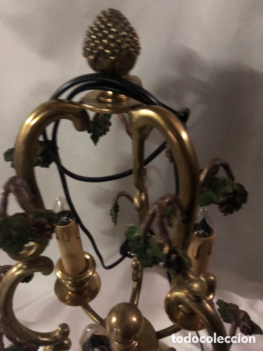 Antig&uuml;edades: CANDELABRO DE BRONCE DE 3 BRAZOS CON RACIMOS DE UVAS - Foto 3