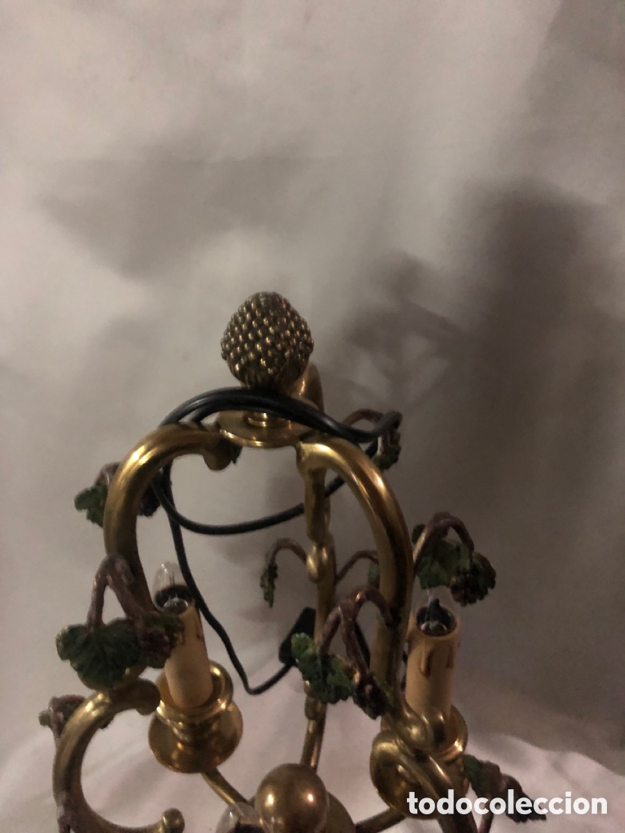 Antig&uuml;edades: CANDELABRO DE BRONCE DE 3 BRAZOS CON RACIMOS DE UVAS - Foto 4