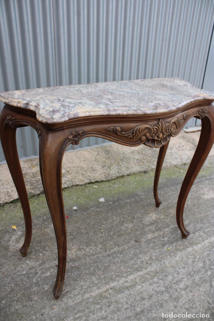 Antig&uuml;edades: consola de madera con tablero de marmol - Foto 5