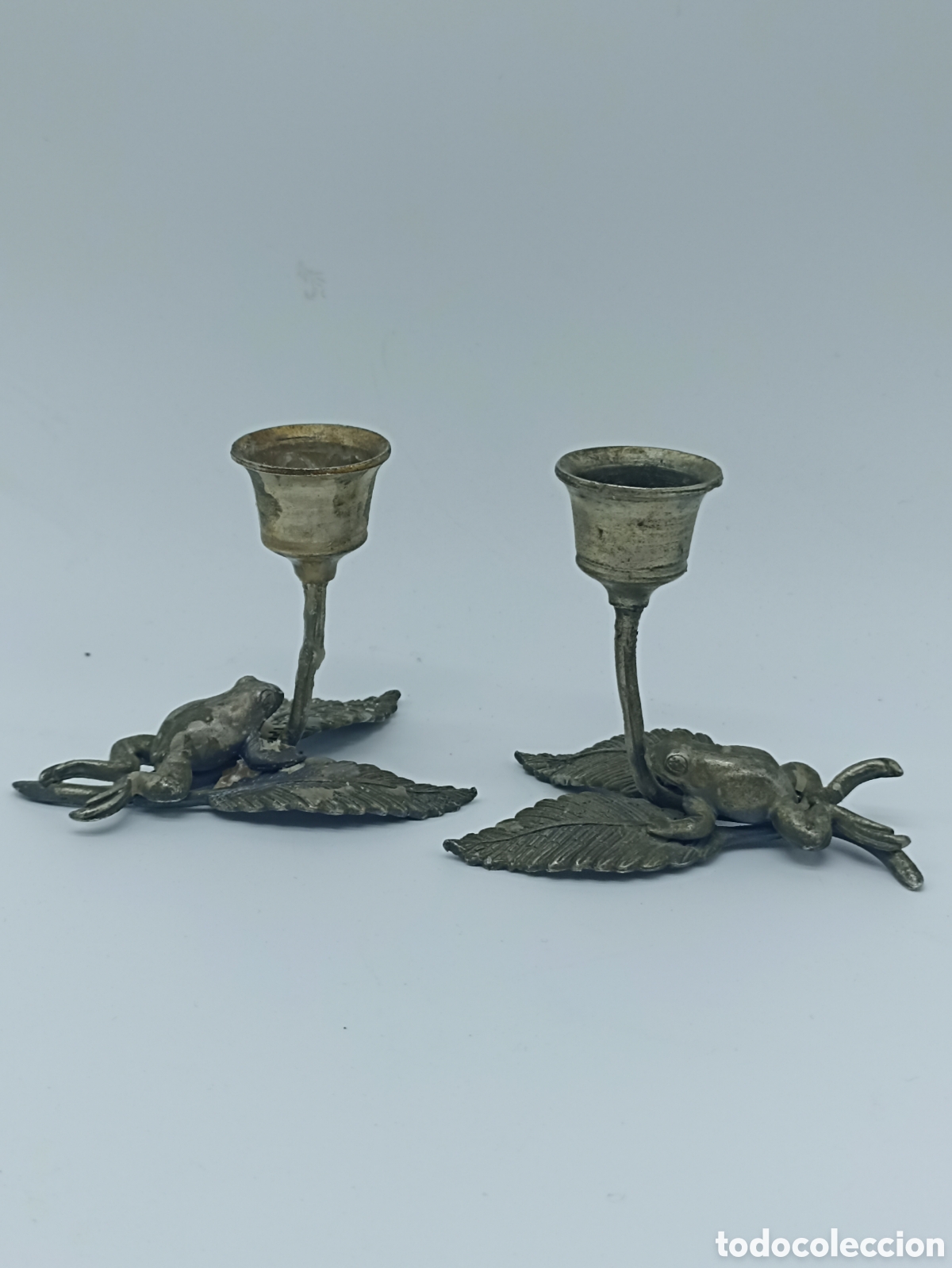 Antig&uuml;edades: Candelabros ranas muy graciosos - Foto 1