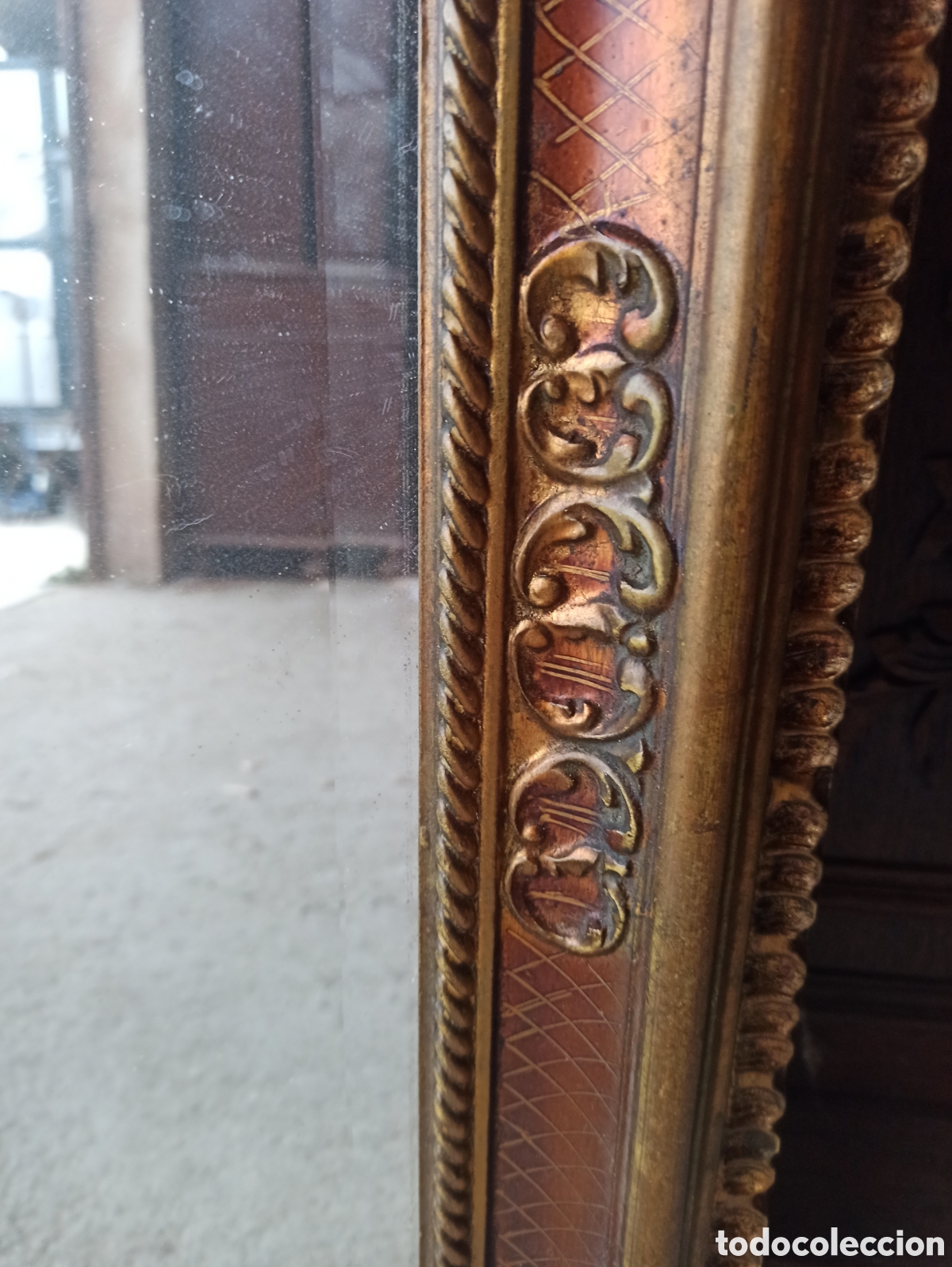 Antig&uuml;edades: Espejo octogonal dorado - Foto 2