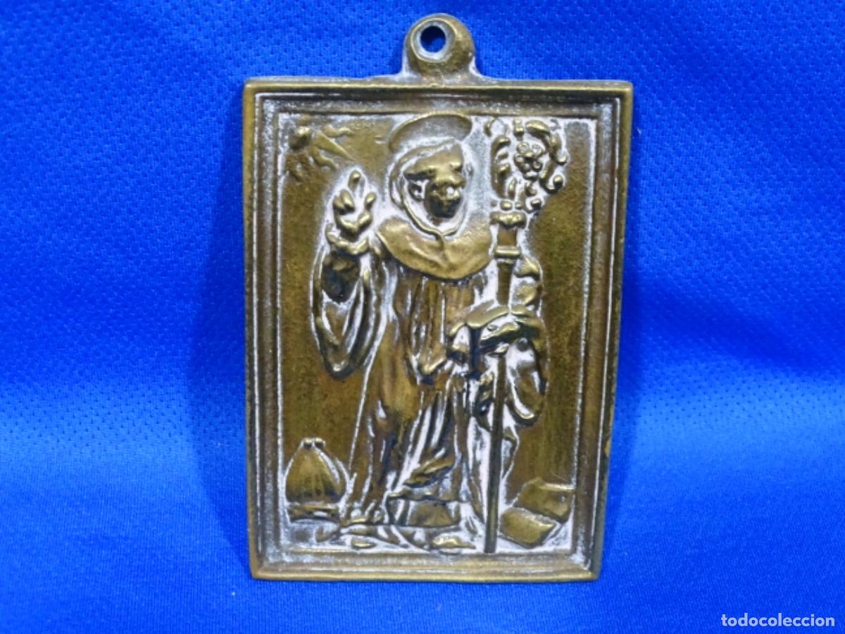Antig&uuml;edades: MEDALLA PLACA DEVOCIONARIO PORTAPAZ EN BRONCE SOBRE SIGLO XVIII. SAN PEDRO.