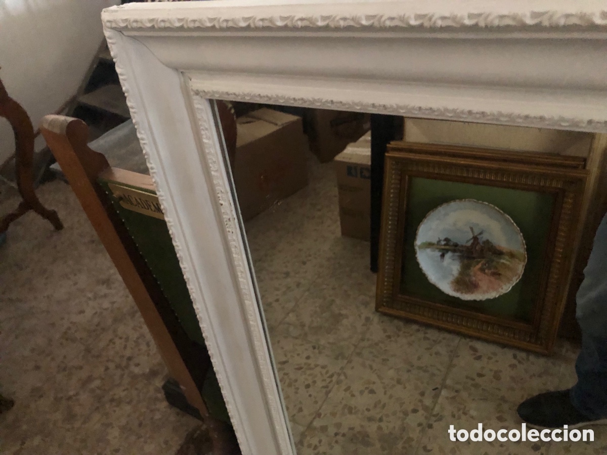 Antig&uuml;edades: espejo pintado de blanco - Foto 3