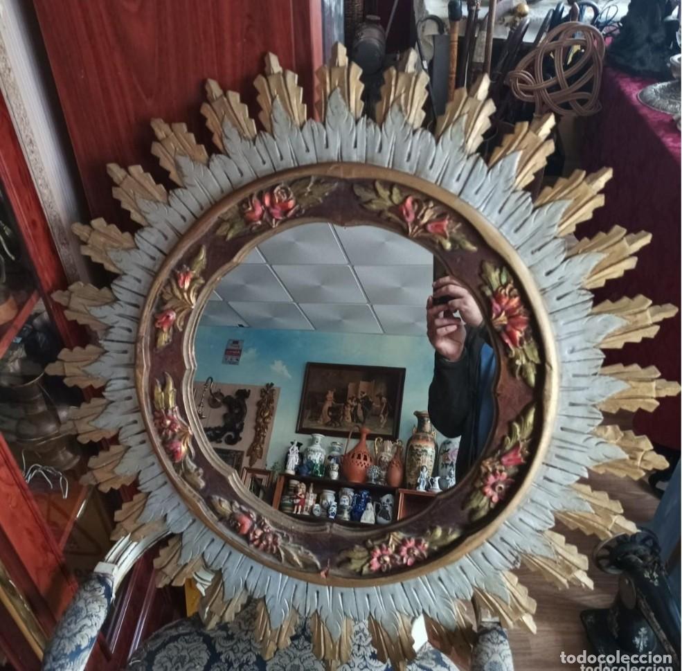 Antig&uuml;edades: Espejo sol de madera.a&ntilde;os 60 - Foto 2