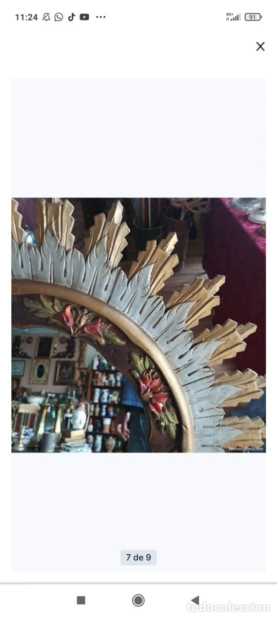 Antig&uuml;edades: Espejo sol de madera.a&ntilde;os 60 - Foto 3