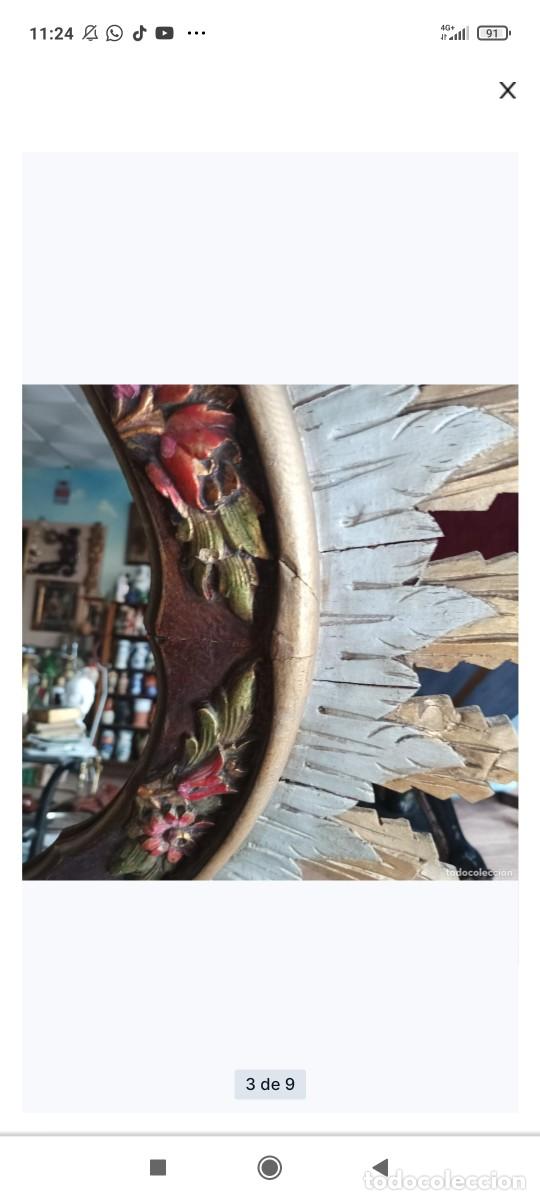 Antig&uuml;edades: Espejo sol de madera.a&ntilde;os 60 - Foto 7