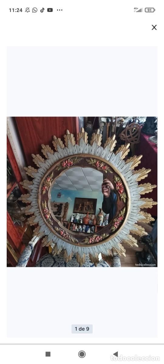 Antig&uuml;edades: Espejo sol de madera.a&ntilde;os 60 - Foto 9