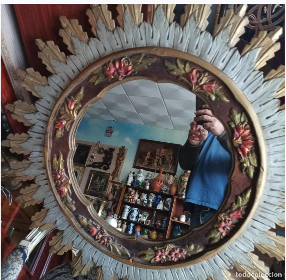 Antig&uuml;edades: Espejo sol de madera.a&ntilde;os 60 - Foto 1