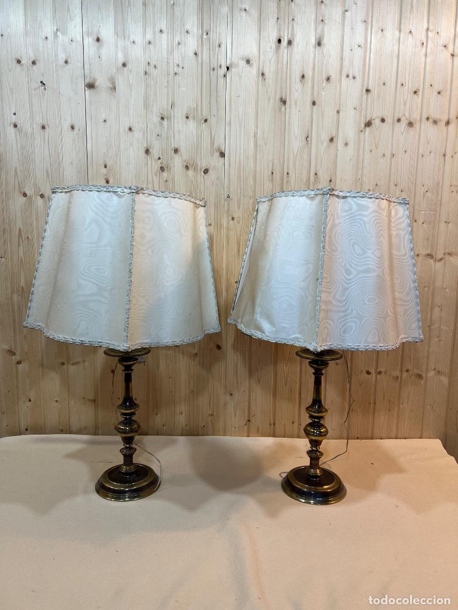 Antig&uuml;edades: PAREJA DE LAMPARAS SOBREMESA BRONCE - Foto 4