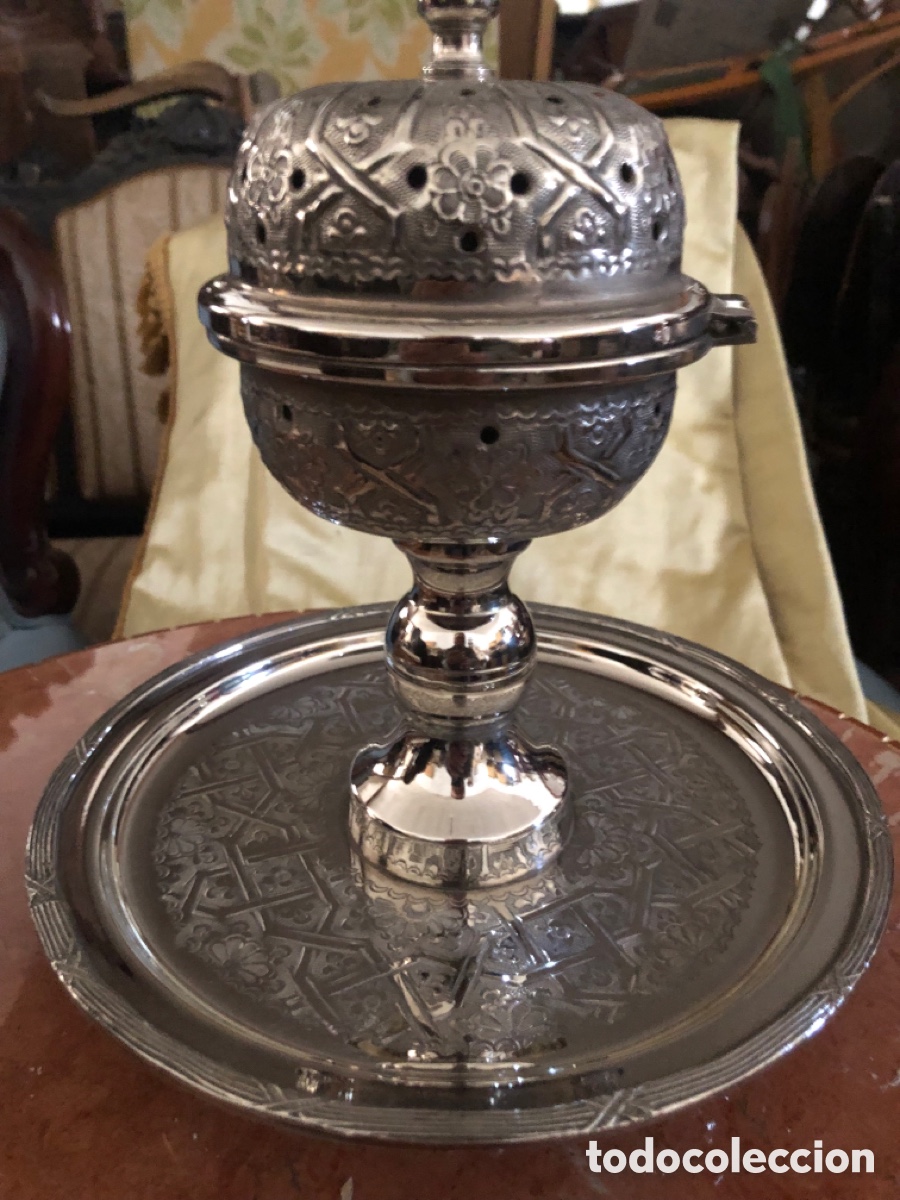 Oggetti Antichi: SAHUMADOR MARROQUI DE METAL PLATEADO