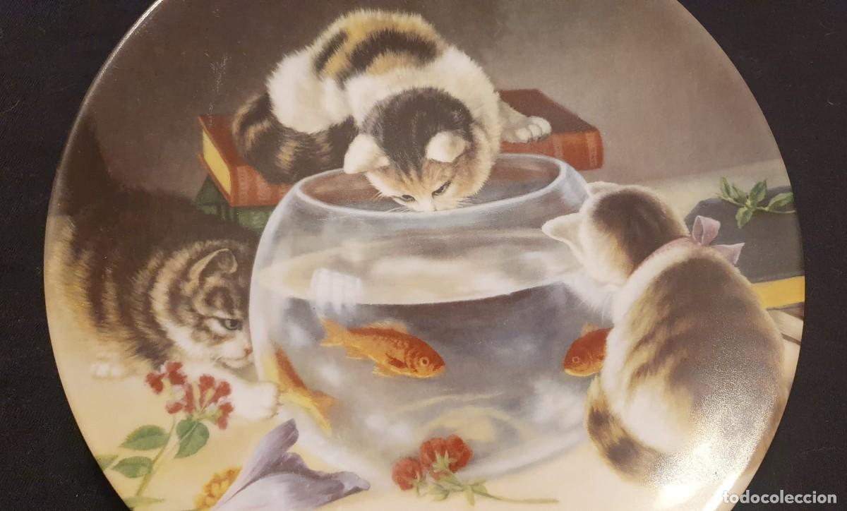 Antig&uuml;edades: Plato limoges tem&aacute;tica gatos. Francia - Foto 2