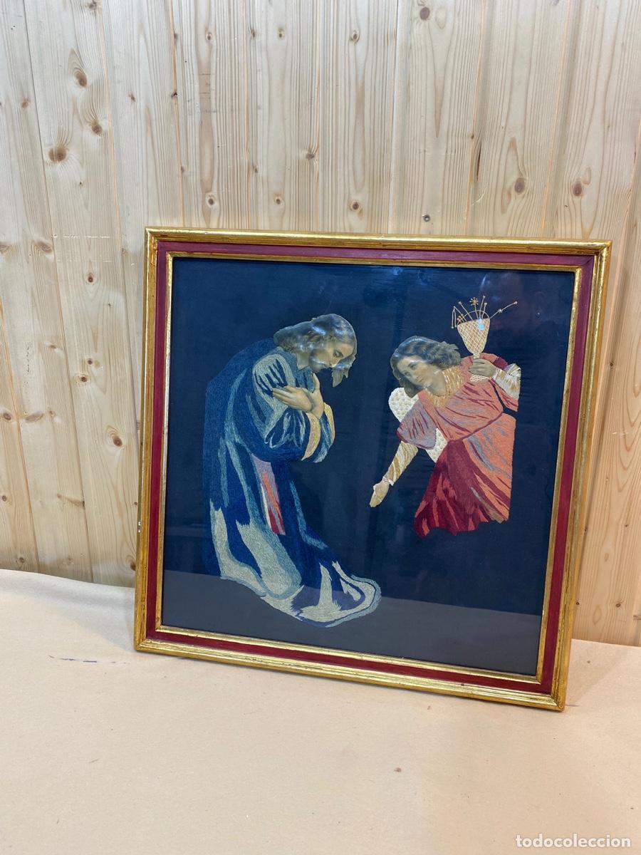 Antig&uuml;edades: -CUADRO RELIGIOSO BORDADO - Foto 1