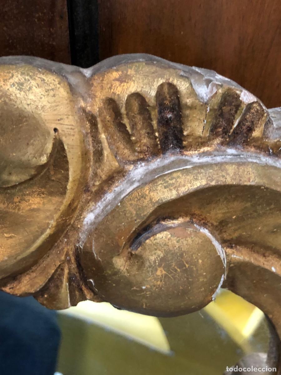 Antig&uuml;edades: Cornucopia isabelina antigua espejo dorado - Foto 5