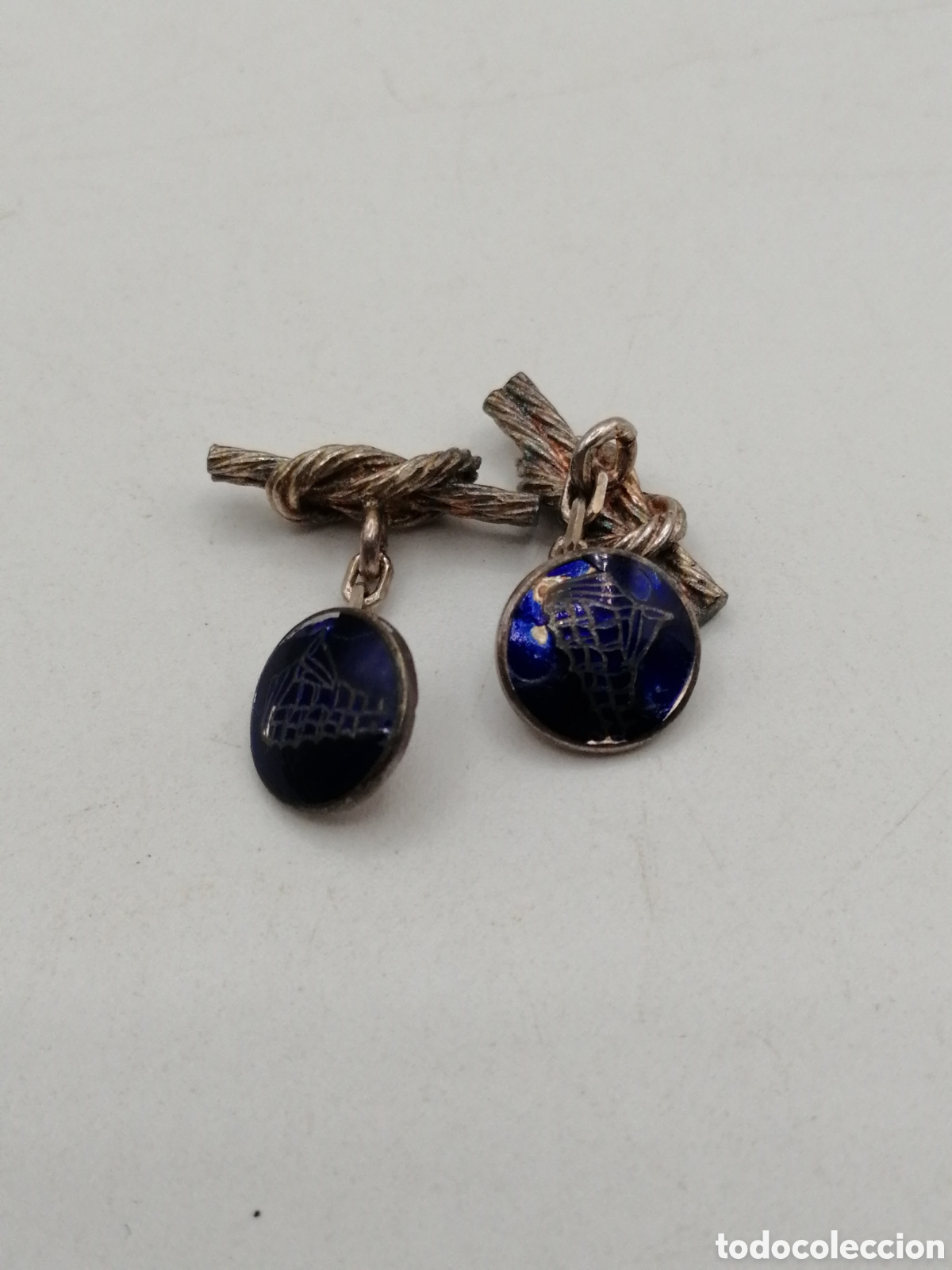 Antig&uuml;edades: Gemelos plata de ley y esmalte - Foto 3
