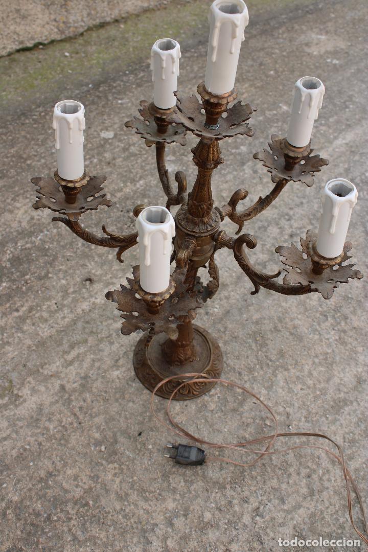 Antig&uuml;edades: lampara candelabro de bronce - Foto 2