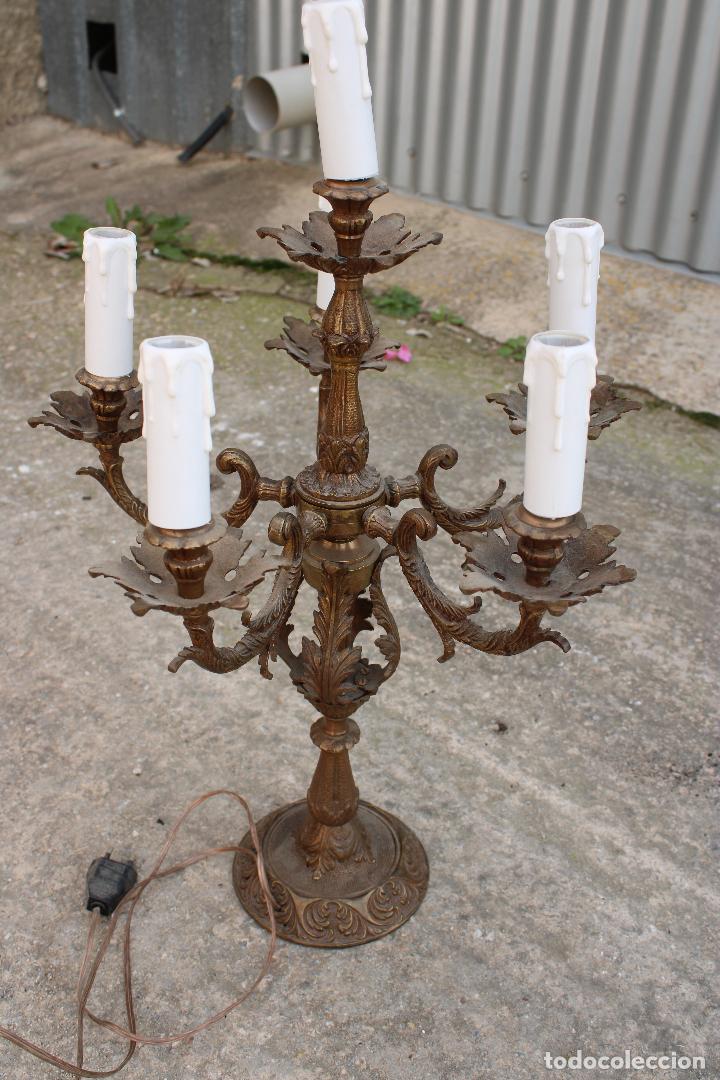 Antig&uuml;edades: lampara candelabro de bronce - Foto 3