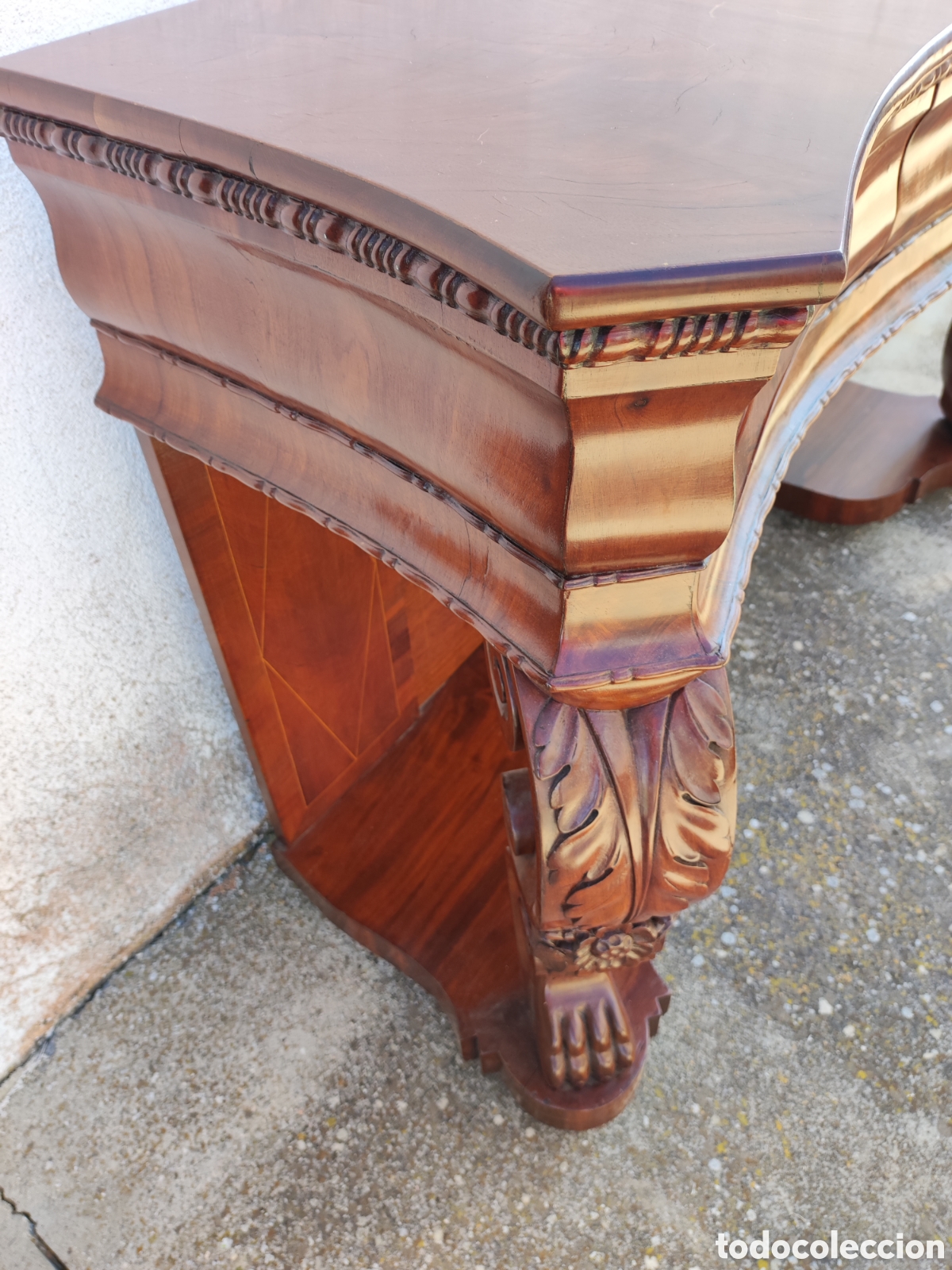Antig&uuml;edades: Consola de caoba marqueteri - Foto 4