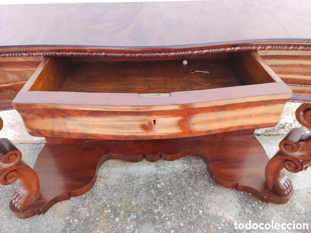 Antig&uuml;edades: Consola de caoba marqueteri - Foto 6