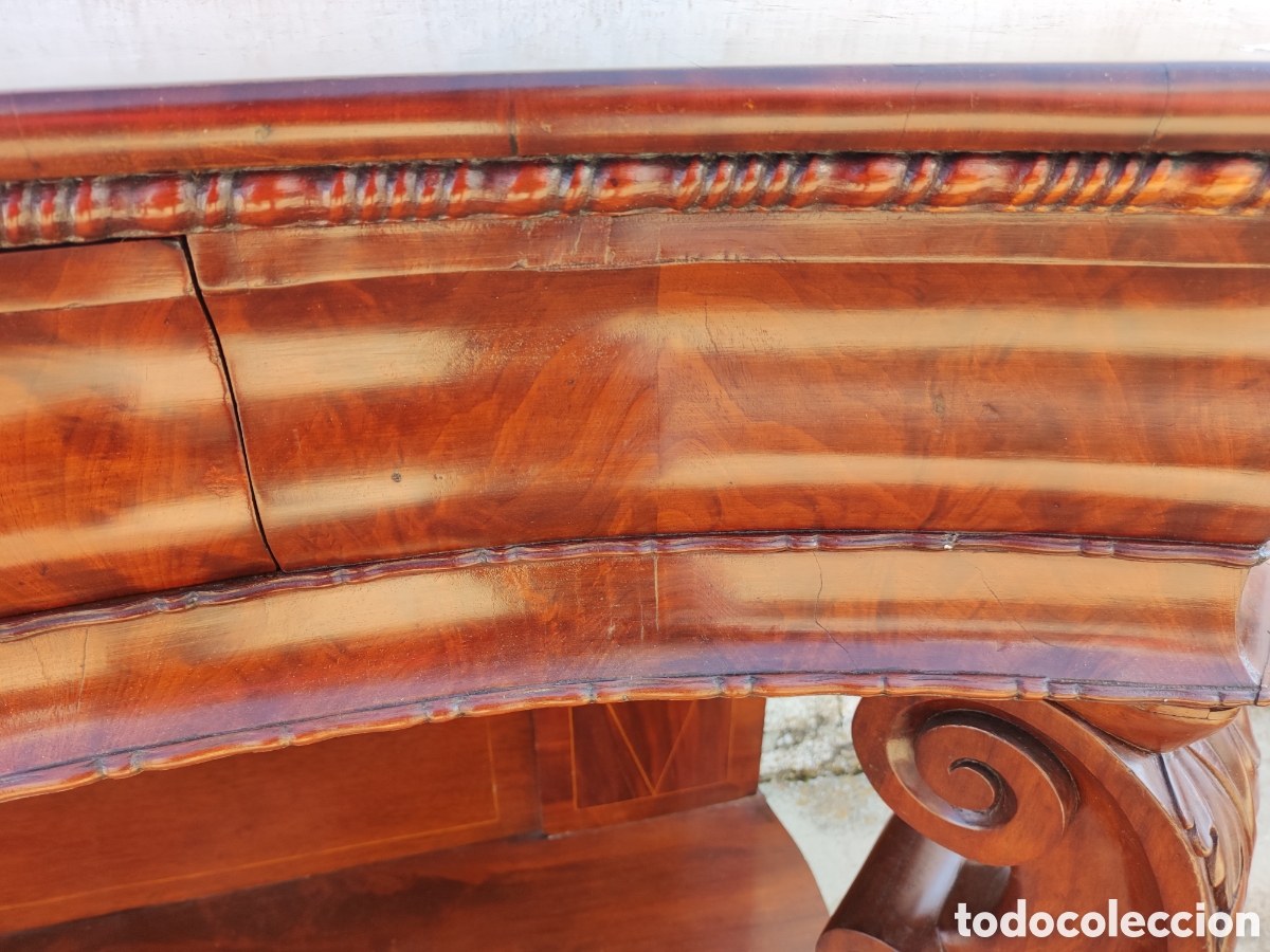 Antig&uuml;edades: Consola de caoba marqueteri - Foto 7