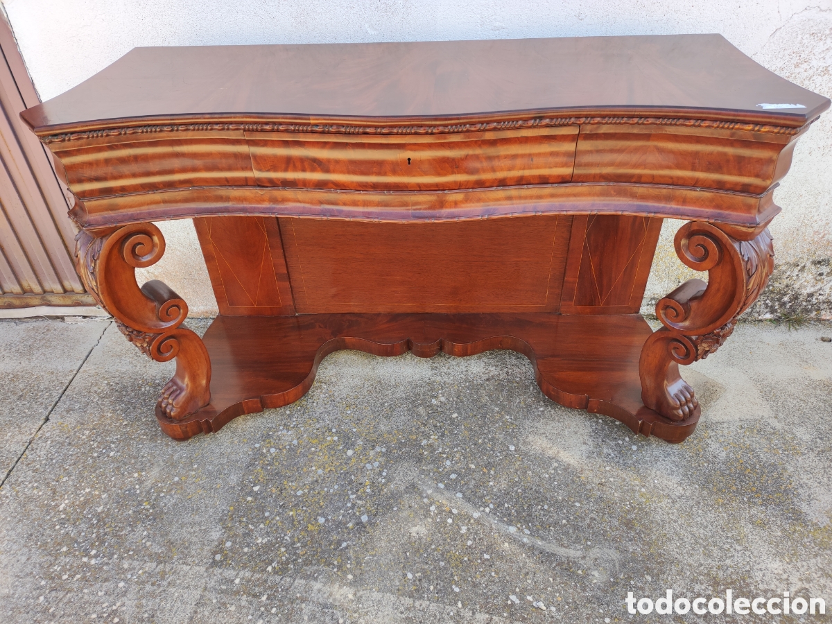 Antig&uuml;edades: Consola de caoba marqueteri - Foto 1