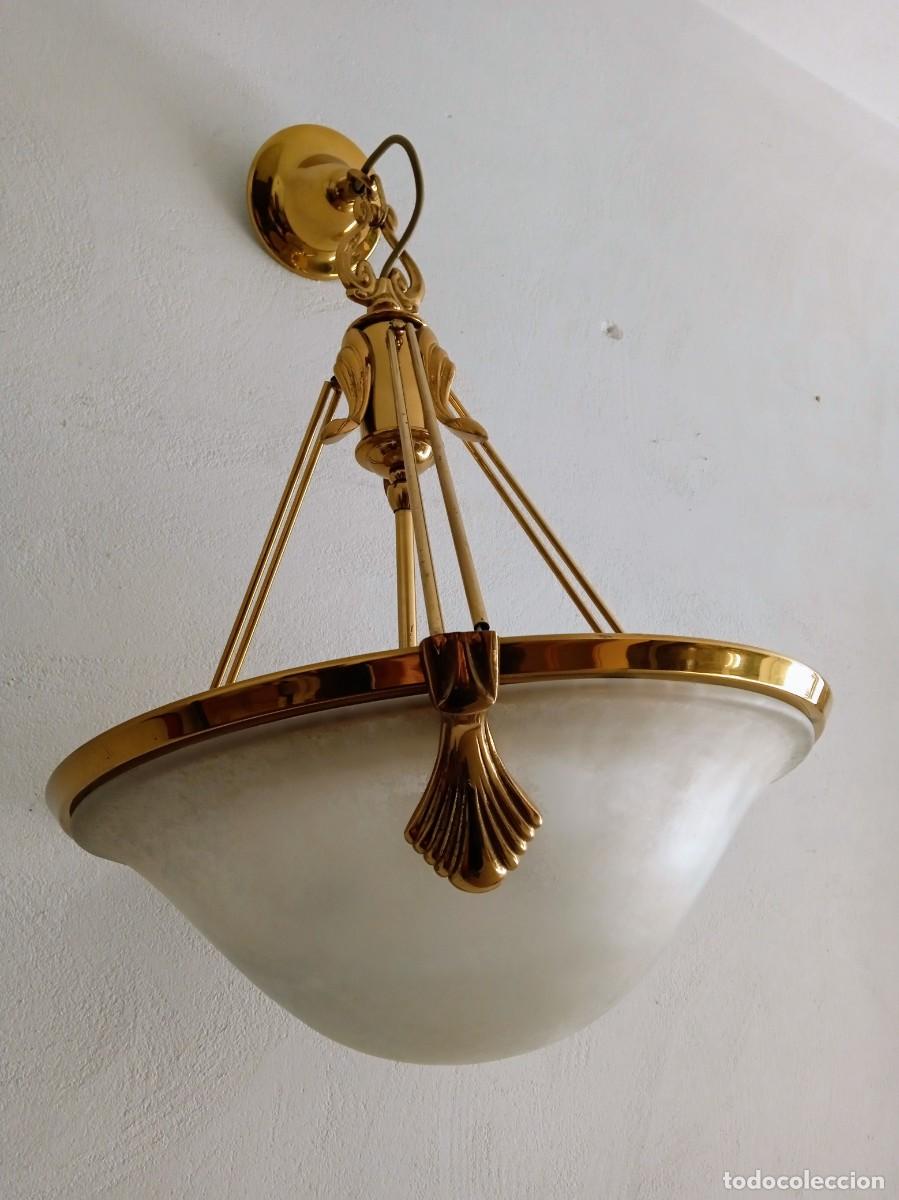 Antig&uuml;edades: L&aacute;mpara antigua de techo de lat&oacute;n - Foto 2