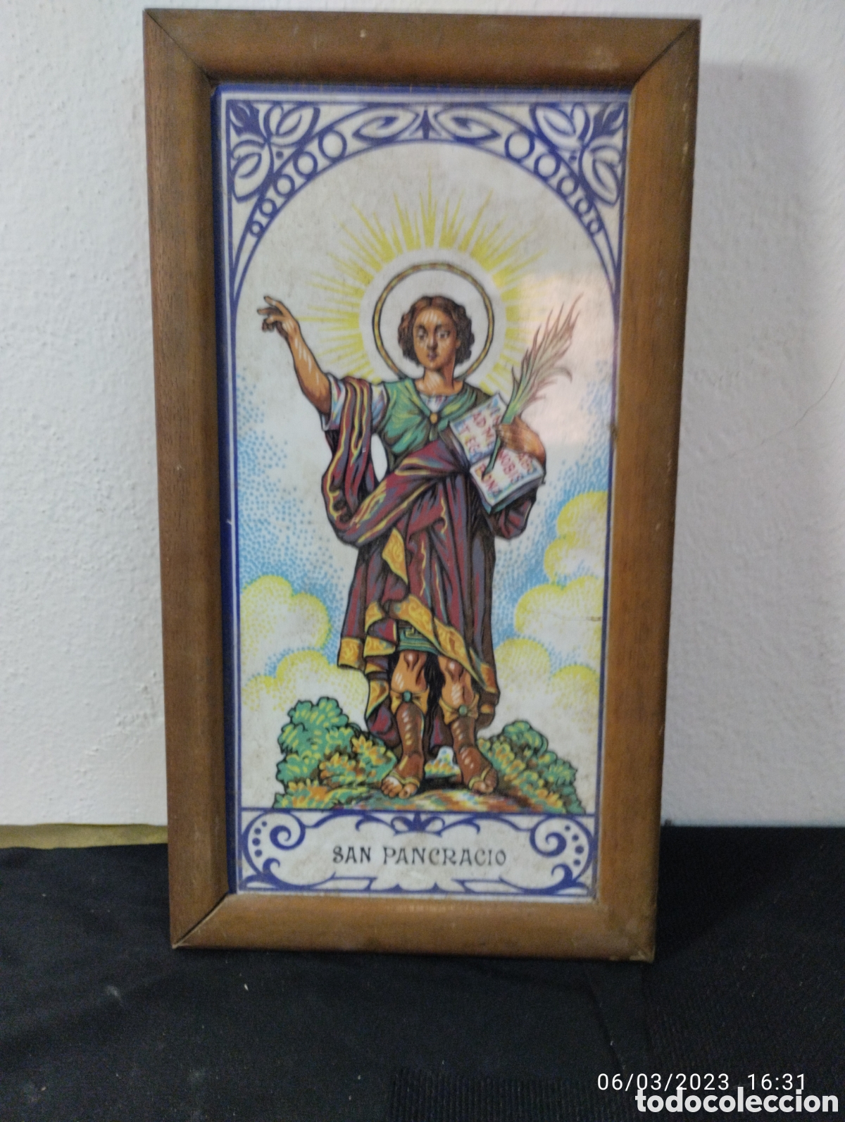 San Pancracio en artesania Española pintado a mano en 14cm.