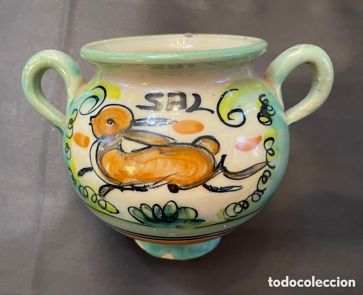 Oggetti Antichi: Tarro para sal de barro - a&ntilde;os 50